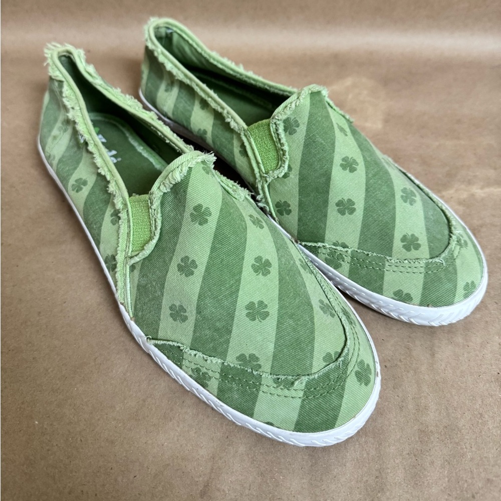 Keds Green Canvas Shamrock Slip-On Sneakers. US 9.5